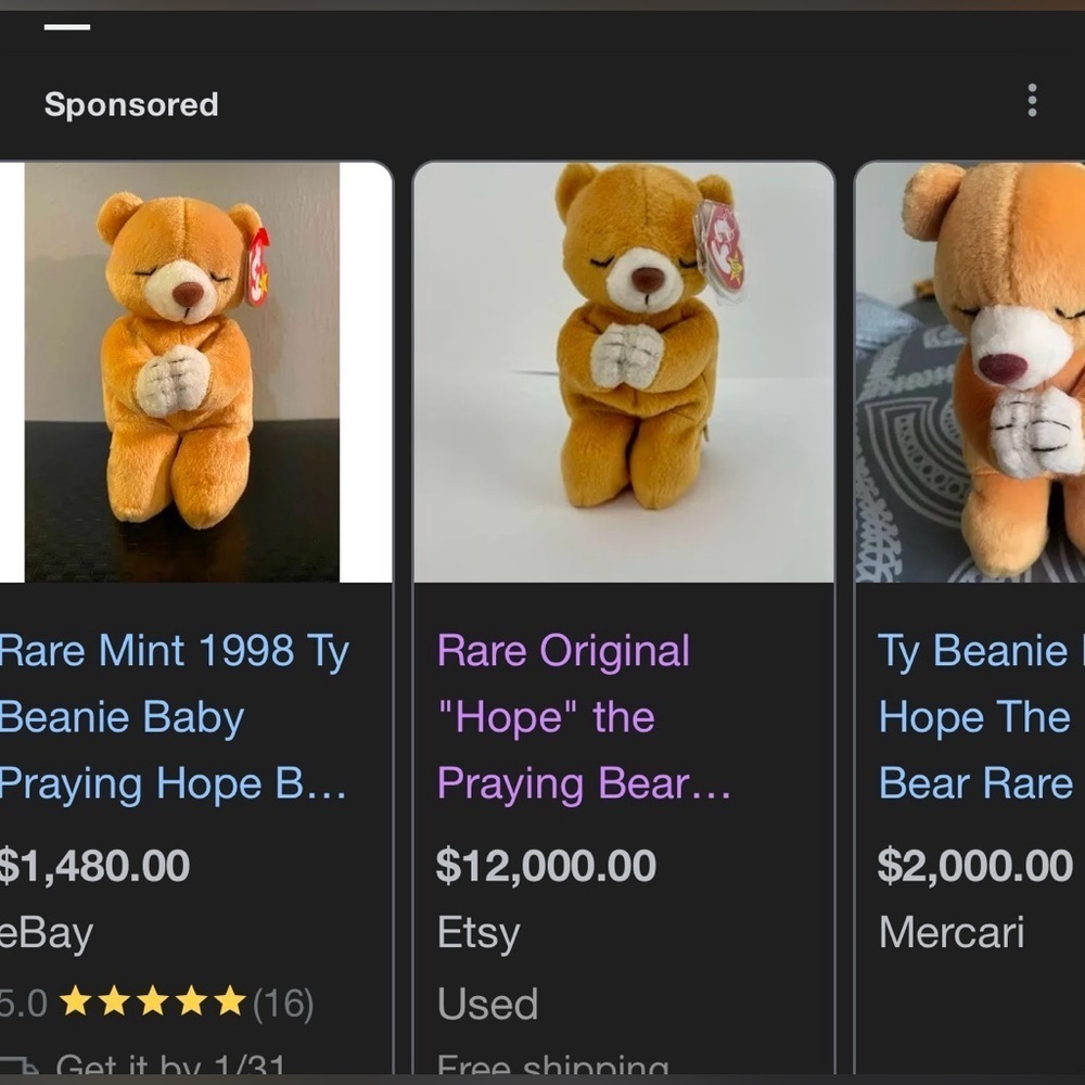 Ultra Rare TY Beanie Baby ~ Hope The Prayer Bear #4213 Tag Errors 1999 Retired! - Picture 9 of 9
